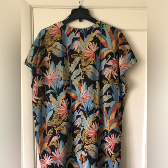 Cotton flamingo caftan the company store lightweight dress swim cover nightgown - Picture 11 of 15